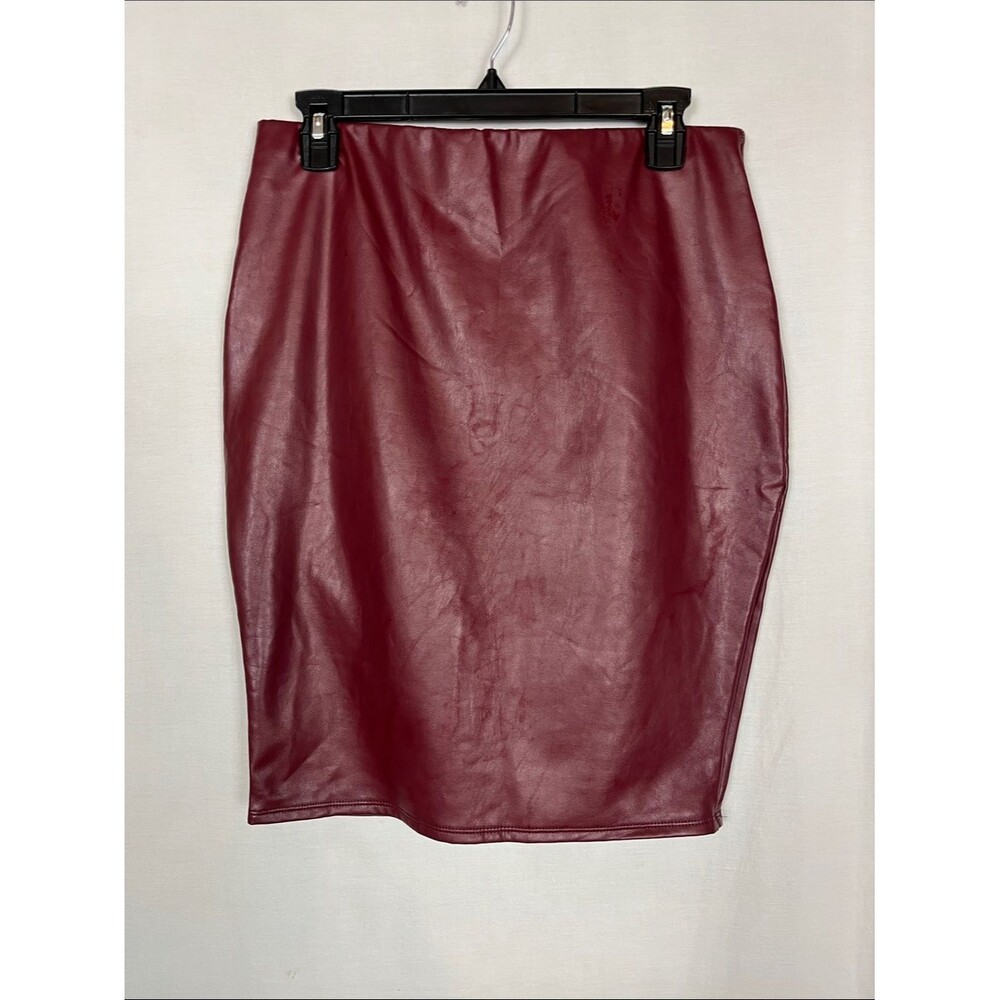 NWT Express Burgundy Faux Leather Pencil Skirt